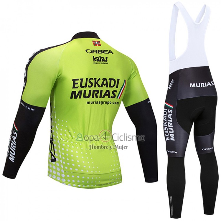 Euskadi Murias Ropa Ciclismo Culotte Largo 2018 Hombre Mangas Largas Verde y Negro